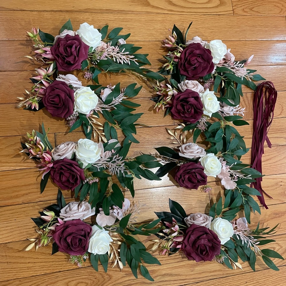 Ling's Moment Aisle Pew Flower Arrangement for Wedding Ceremony Aisle Chair deco